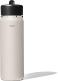 OXO Strive - Botella de agua de boca ancha de 20 onzas con tapa con popote, cuarzo
