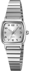 BESTKANG Relojes de cuarzo para mujer, relojes de pulsera ultrafinos con esfera pequeña, correa de acero inoxidable, fácil de leer, reloj cuadrado para mujer