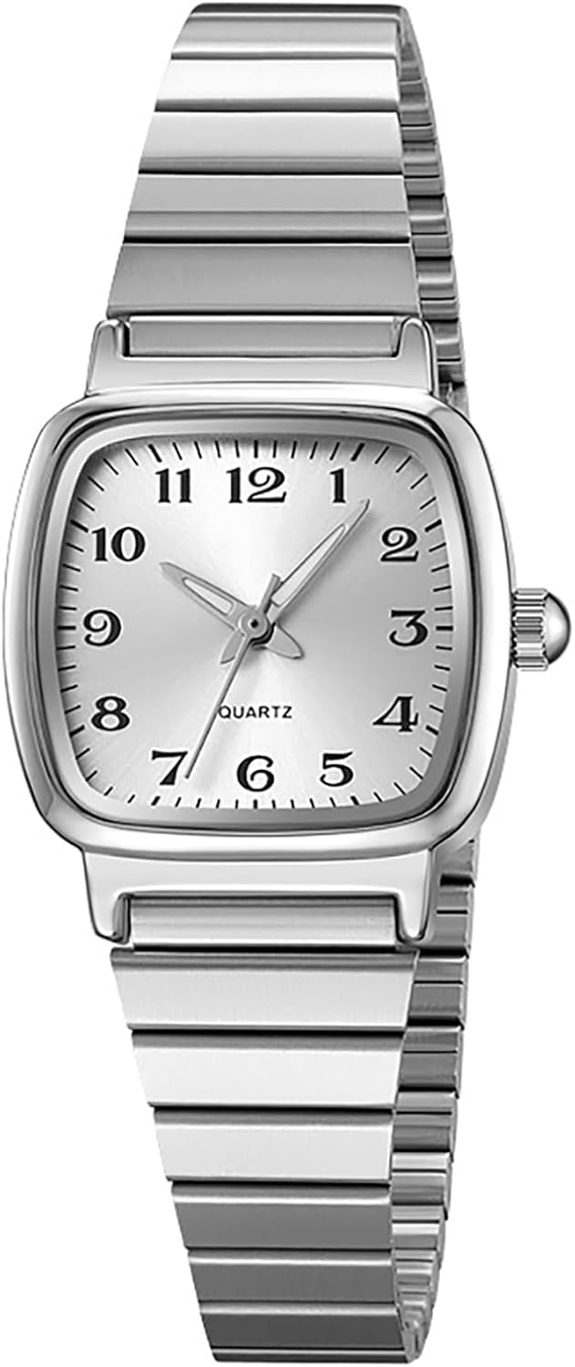 BESTKANG Relojes de cuarzo para mujer, relojes de pulsera ultrafinos con esfera pequeña, correa de acero inoxidable, fácil de leer, reloj cuadrado para mujer