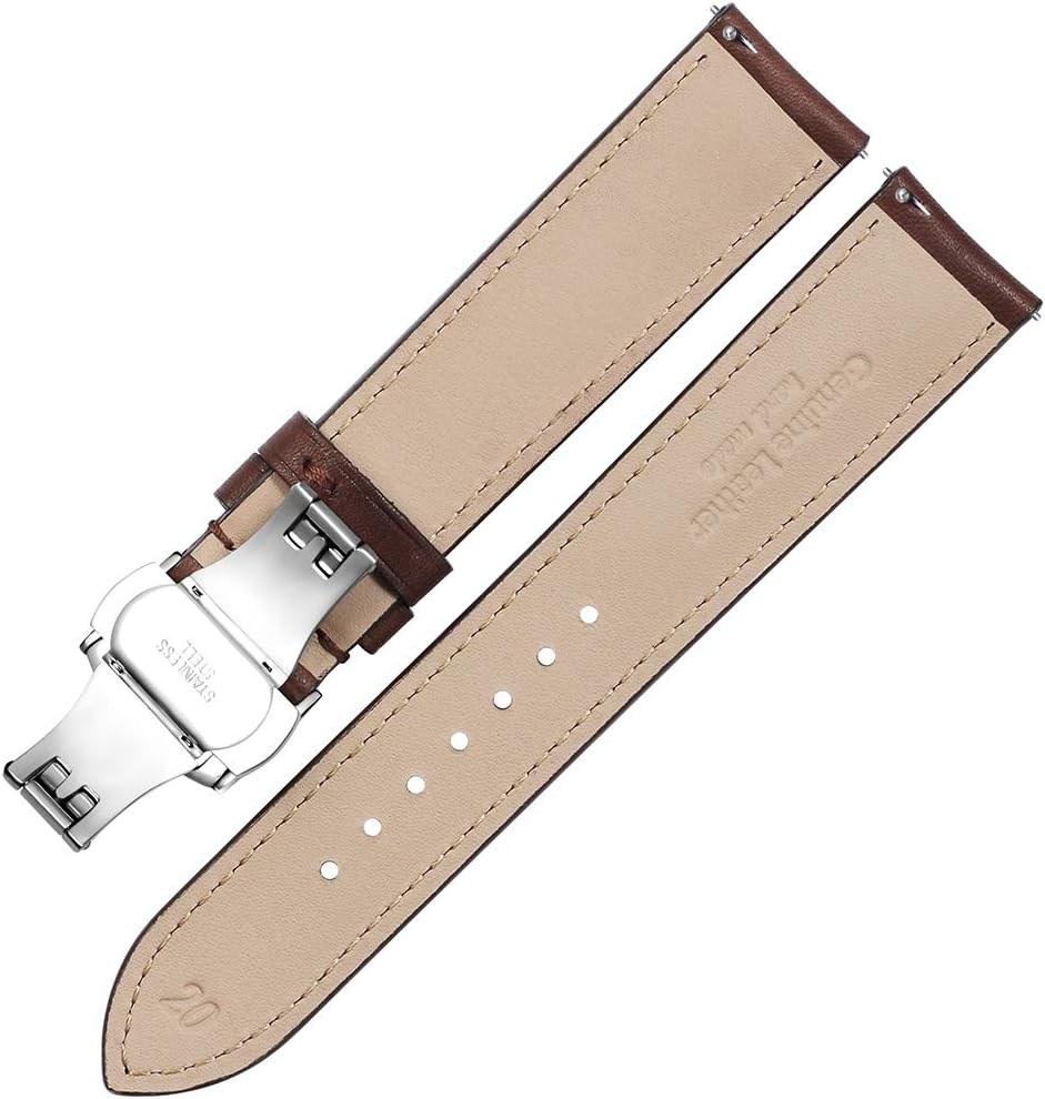 Correa de liberación rápida para reloj, correa de repuesto, hecha de piel de grano superior, hebilla de acero inoxidable, 0.71 pulgadas, 0.75 pulgadas, 0.79 pulgadas, 0.83 pulgadas, 0.87 pulgadas, 0.95 pulgadas para hombres y mujeres