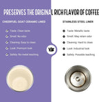 CHEERFUL GOAT Taza de café con forro de cerámica, vaso aislado de viaje de acero inoxidable con forro de cerámica, con tapa, taza a prueba de fugas de 10 onzas para café con agua caliente y fría en