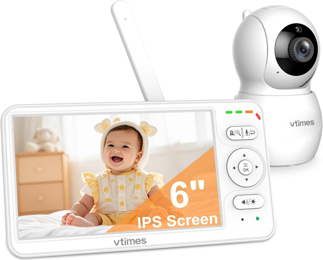 VTimes Monitor de bebé con cámara y audio, pantalla IPS de 6'&#...