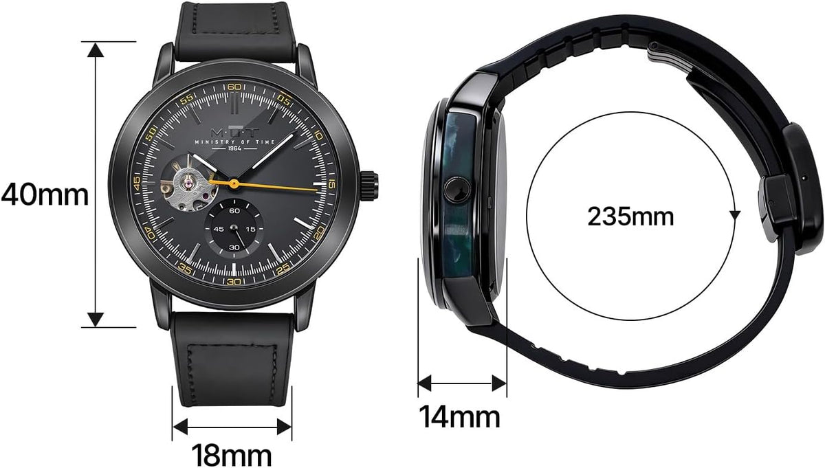 M.O.T Reloj automático de selección, 1.535 in, unisex, esfera de corazón abierto, movimiento automático, fondo de caja inoxidable, resistente al agua 3ATM, Ministry of Time