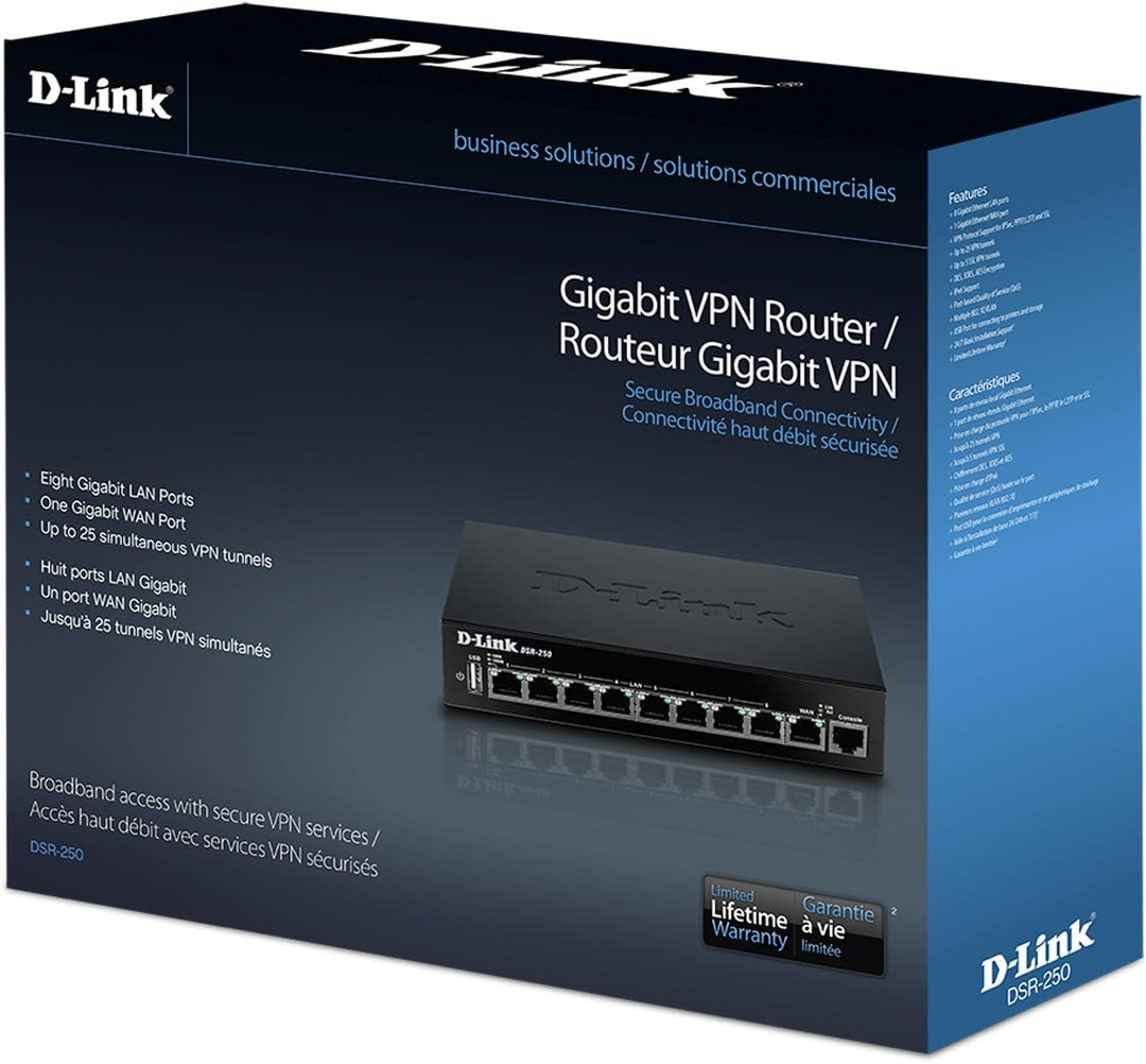 D-Link Enrutador VPN, Gigabit de 8 puertos con filtrado dinámico de...