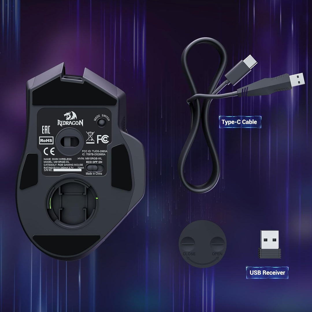 Redragon Ratón Inalámbrico para Juegos, Ratón Ergonómico 16000 DPI...