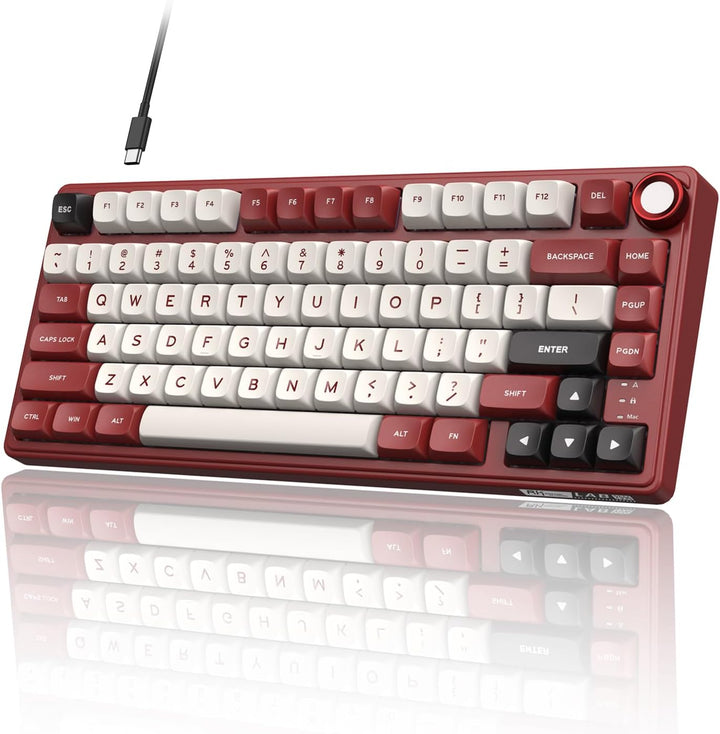 RK ROYAL KLUDGE Teclado mecánico R75 con cable con perilla de volum...