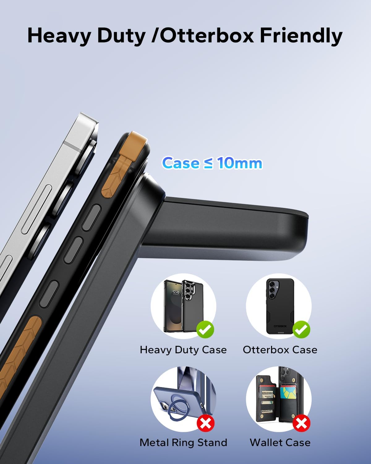 Estación de carga 3 en 1 para Samsung para fundas gruesas de 0.394 in/Otterbox/resistente, cargador inalámbrico para Galaxy S26 Ultra/S25/S24, soporte de cargador de teléfono para Galaxy Watch