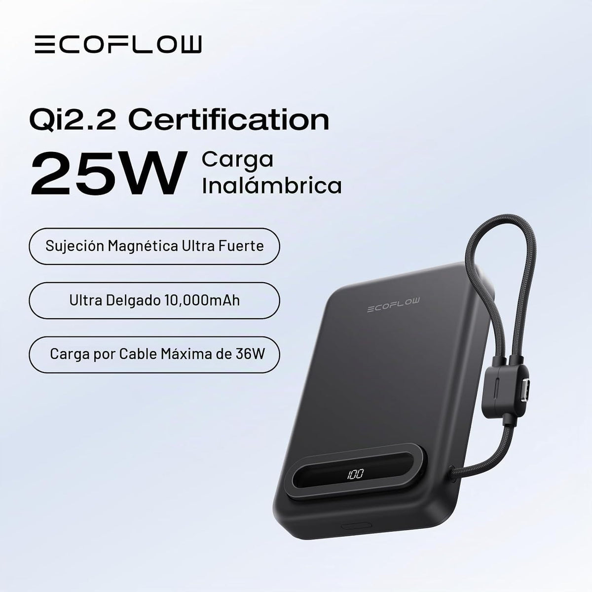EF ECOFLOW Rapid Mag Power Bank, Qi2.2 25W MagSafe, cargador portát...