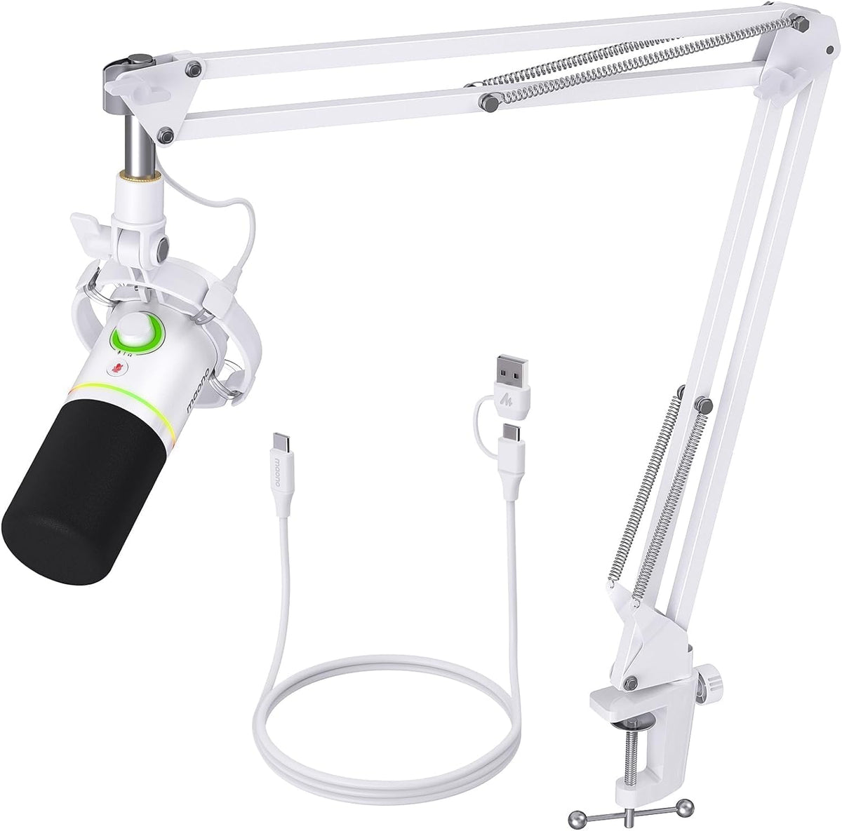 MAONO Kit de micrófono dinámico XLR\/USB, micrófono de podcast RGB...