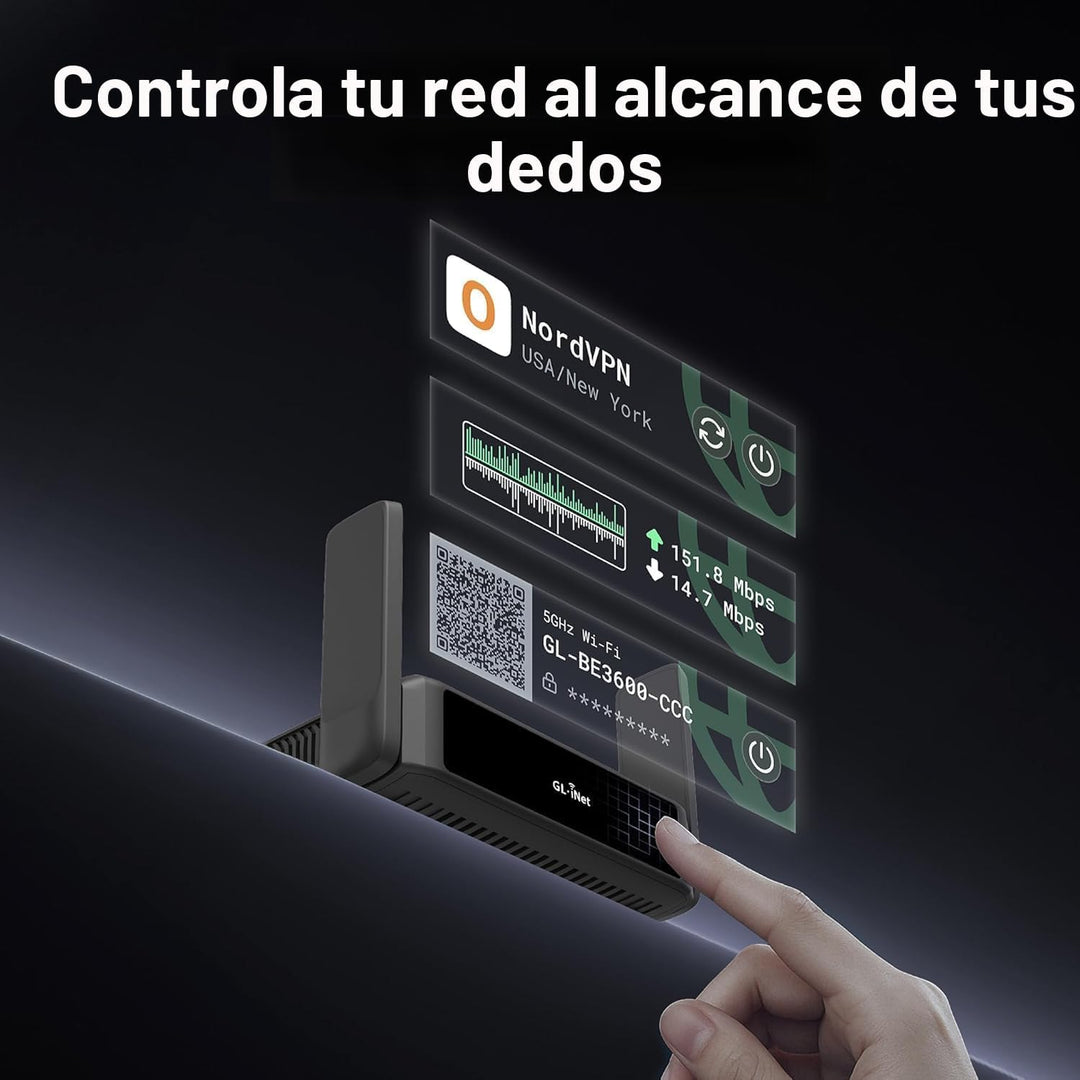 GL.iNet GL-BE3600 (Slate 7) Router Portátil de Viaje, Wi-Fi 7 de Do...