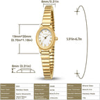 Relojes pequeños de oro para mujer, reloj analógico para mujer con banda de expansión de acero inoxidable, esfera romana ovalada, resistente al agua