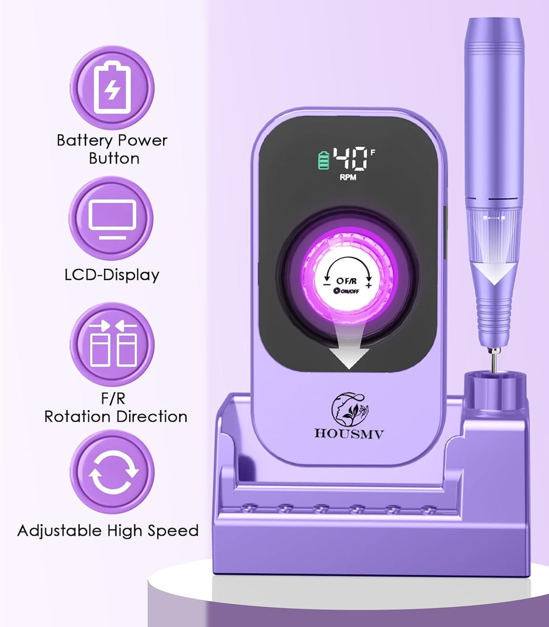Máquina de taladro de uñas eléctrica portátil: Lima de uñas profesi...