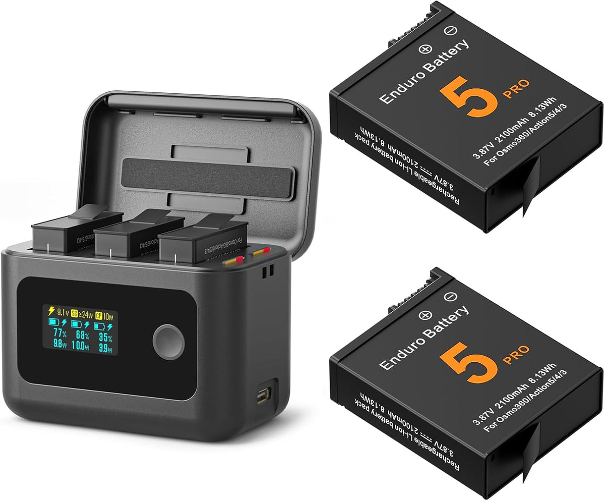 YDW Cargador de batería inteligente para DJI OSMO 360 y Action 6/5 Pro/4/3,24 W concentrador de carga bidireccional inteligente rápido con pantalla LCD, muestra batería SOC, solo cargador (cargador de