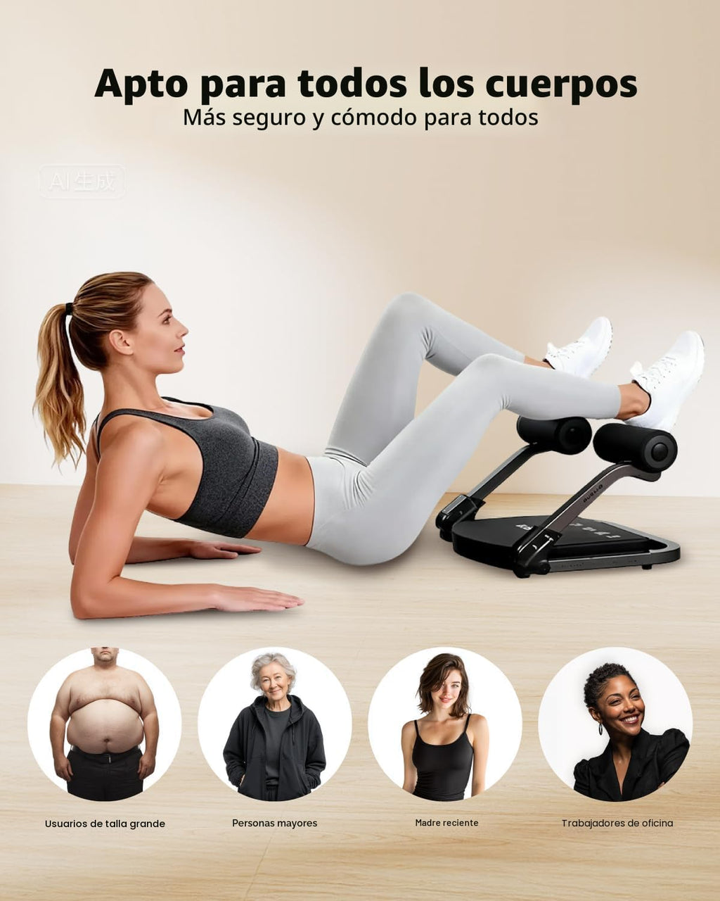 AIRHOP Ab Machine 4-Speed Auto Rebound Sit Up Abdominal Trainer Home Gym