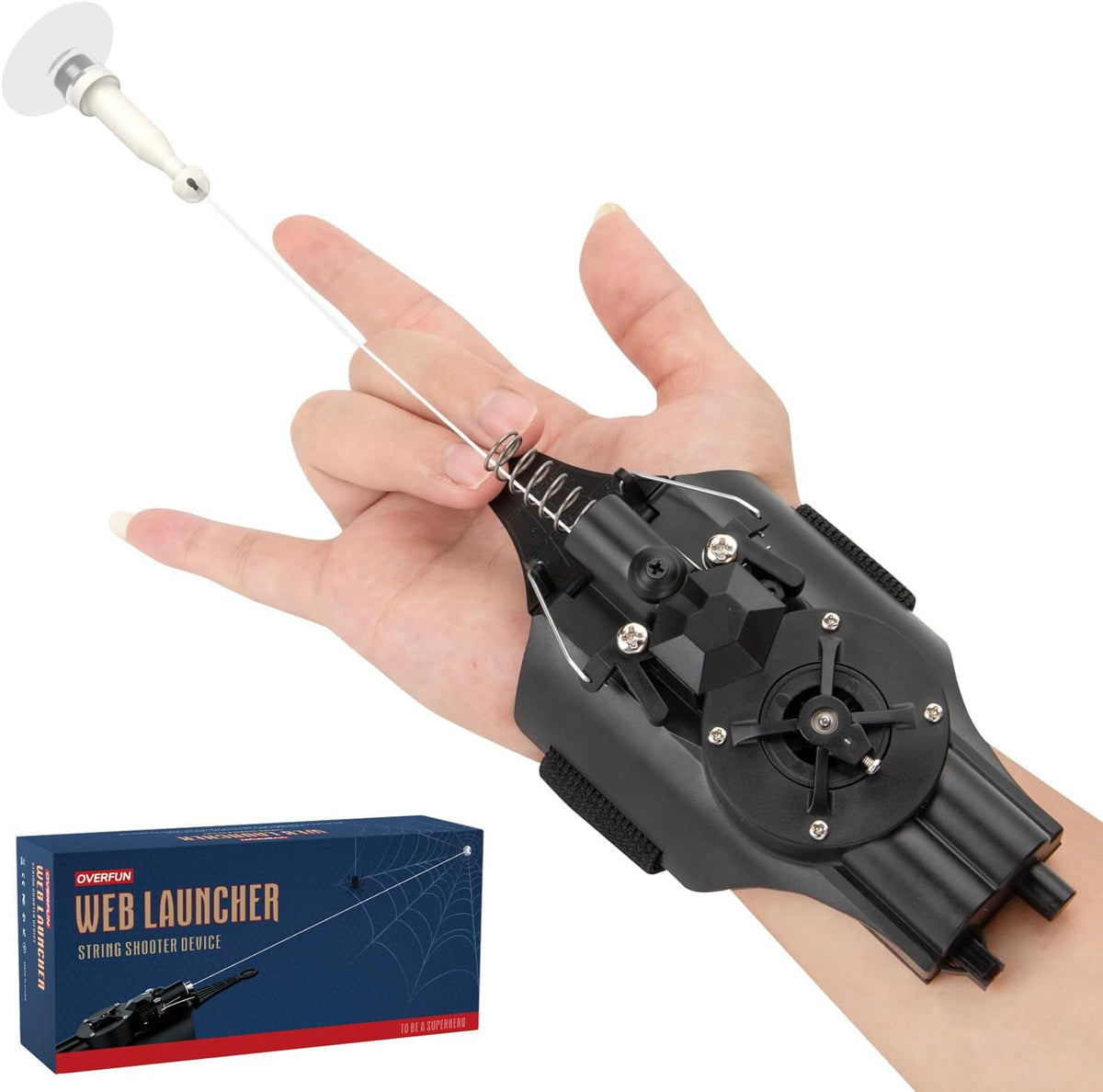 OVERFUN Lanzador de Telarañas Juguete Disparador de Cuerdas de Araña, Gadgets Geniales [Carrete Eléctrico] Seda Real Superhéroe Juego de Roles Juguetes Cosas Divertidas Ideales para Hombres y Niños
