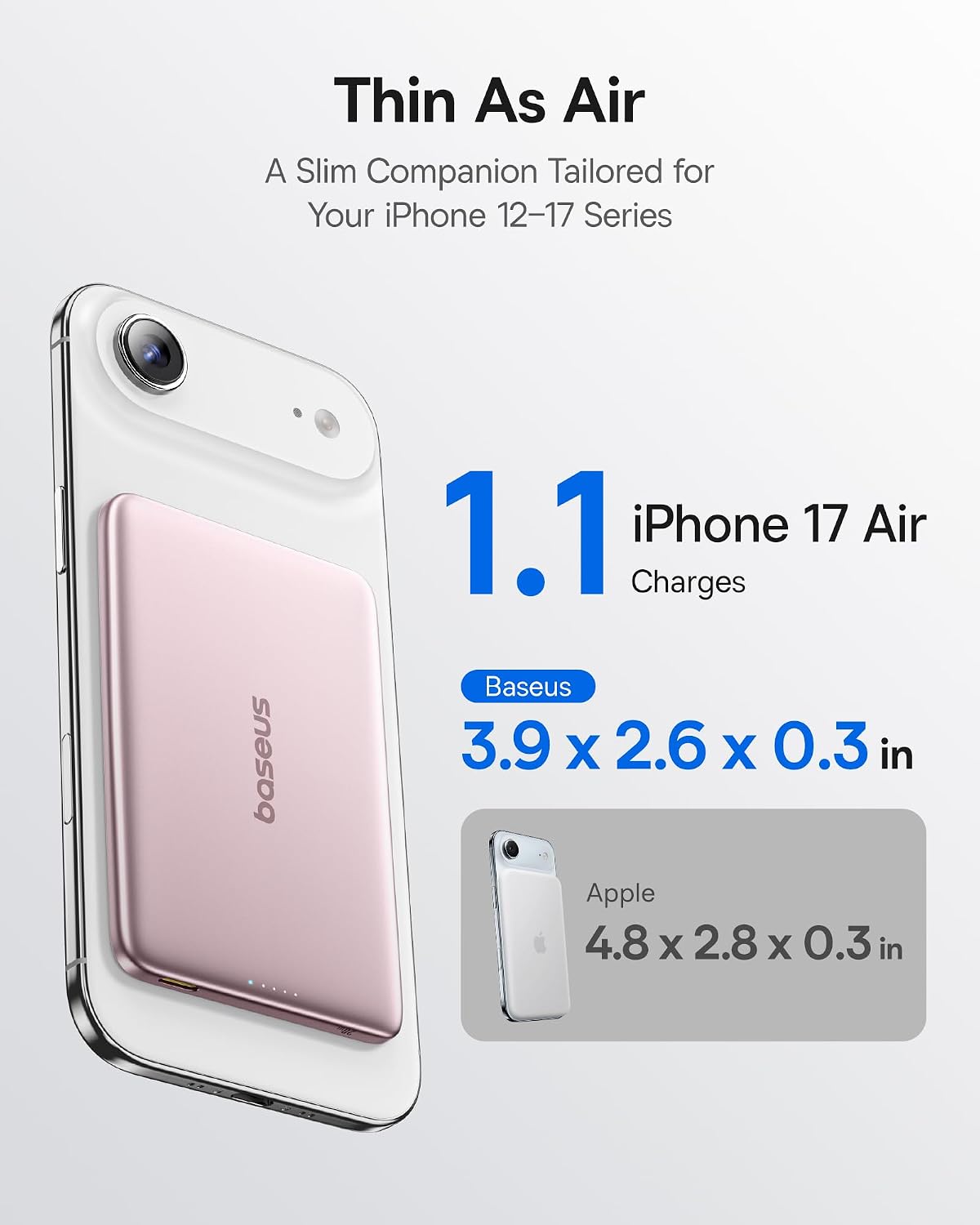 Baseus Cargador portátil magnético para iPhone, banco de energía Ma...
