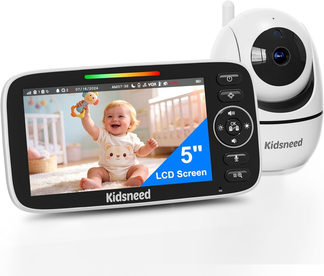 Kidsneed Monitor de bebé con cámara y audio: monitor de bebé de vid...