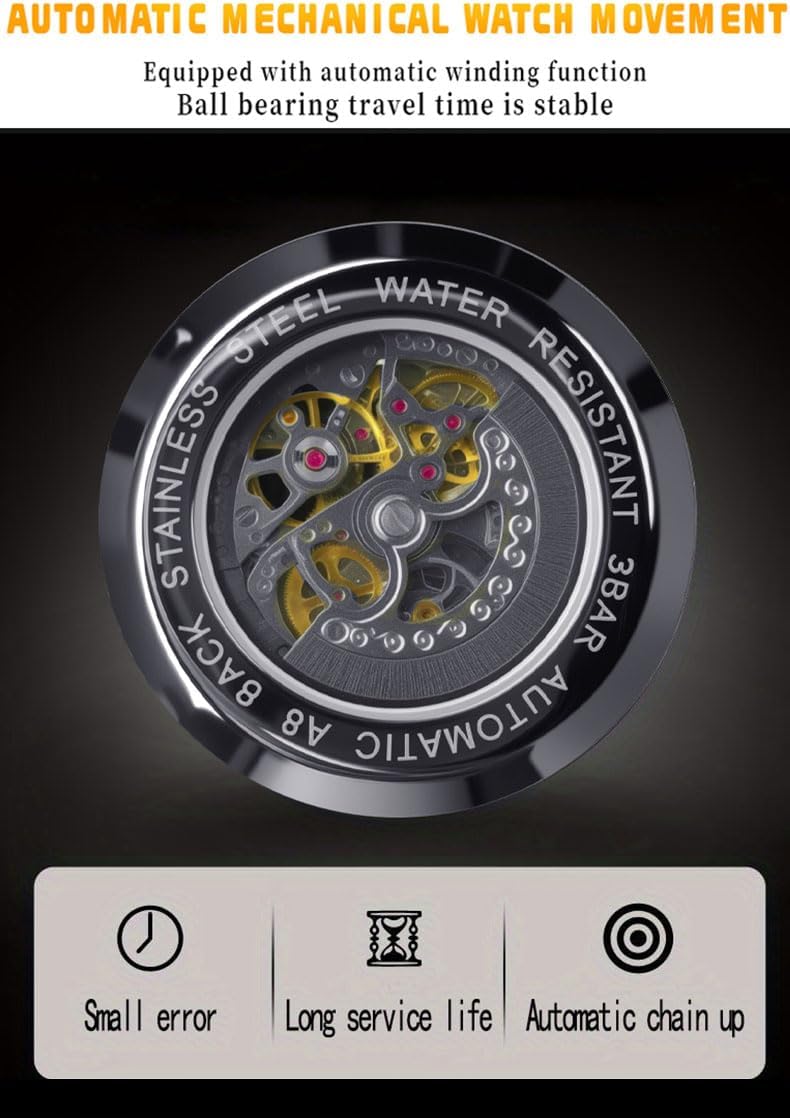 Hollowed Out Design Reloj mecánico totalmente automático para hombre, cuerda automática, a la moda, impermeable, luz nocturna, reloj de temperamento de moda A8