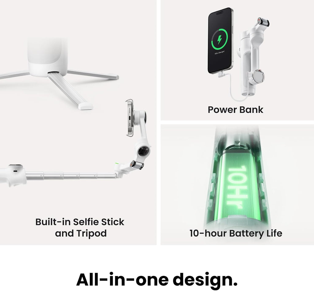 Insta360 Flow 2 Pro AI Tracker Bundle gris – Primer cardán de teléfono AI en la industria con Apple DockKit, seguimiento pionero de 360º panorámica, inclinación libre, trípode incorporado/palo selfie
