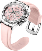 OLEVS Relojes de diamante de lujo pequeños para mujer - Pulsera de acero inoxidable, impermeables, analógicos, luminosos, con fecha, relojes de vestir de negocios para damas