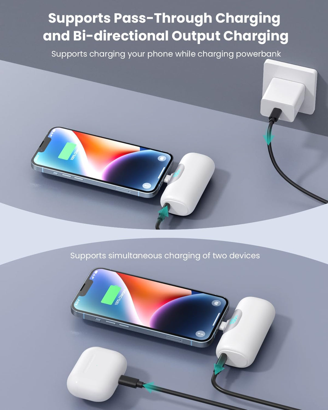 Mini Portable Charger for iPhone,Upgraded 22.5W PD Fast Charging 55...