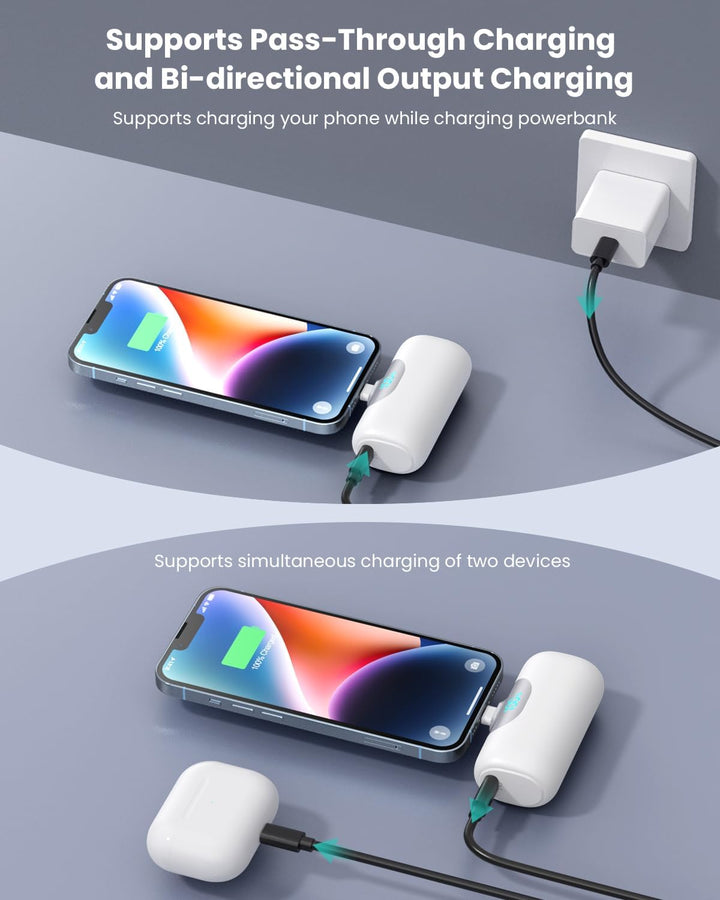 Mini Portable Charger for iPhone,Upgraded 22.5W PD Fast Charging 55...