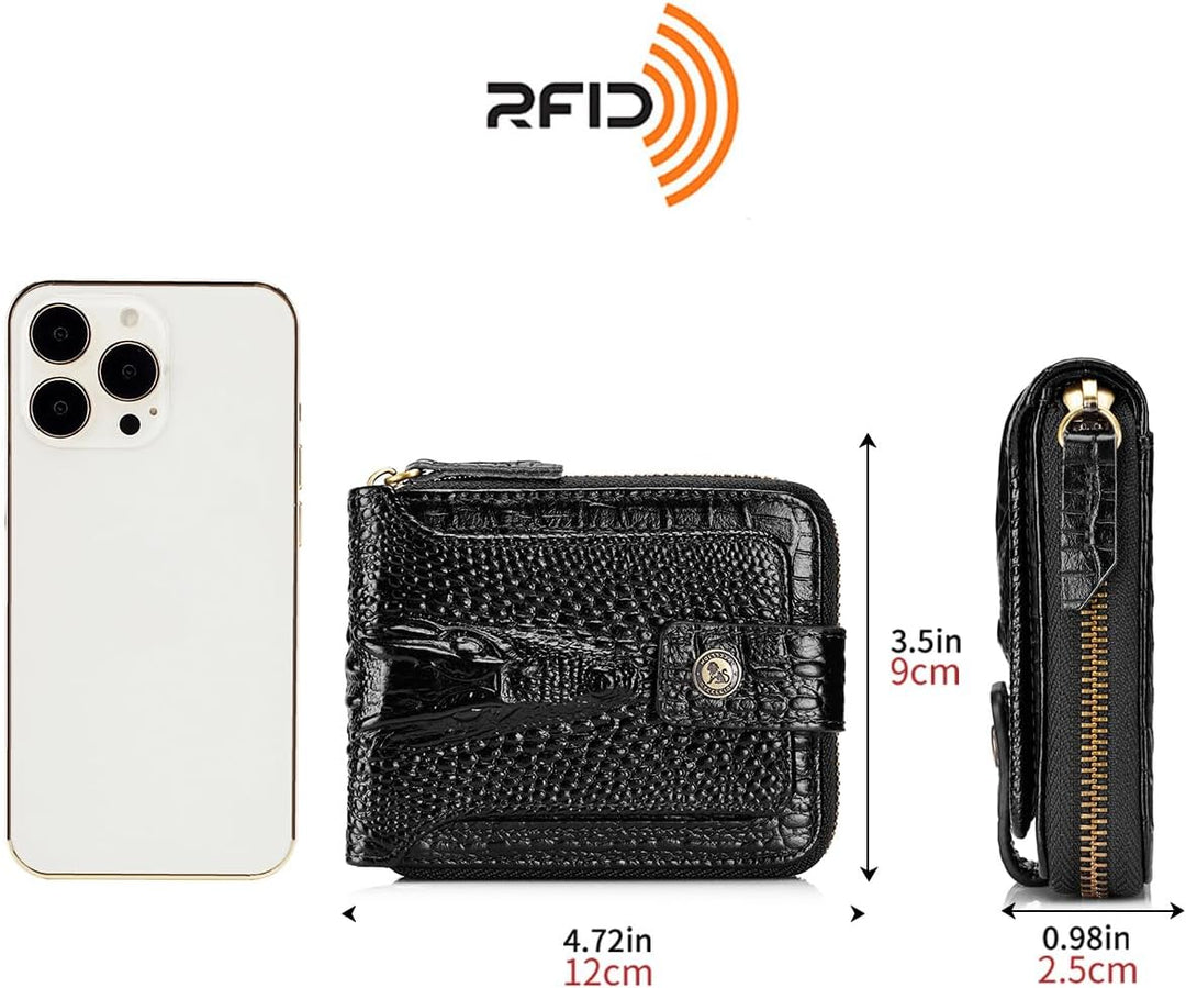 Cartera de cuero genuino con patrón de cocodrilo Steel Lion para ho...