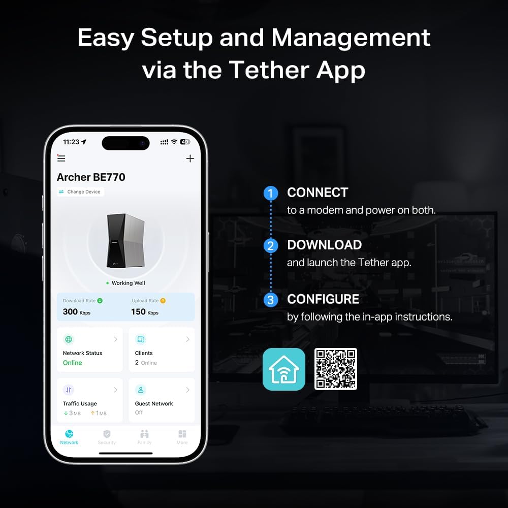 TP-Link Tri-Band BE18000 WiFi 7 Router Archer BE770 | Puertos Multi...