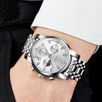 OLEVS Reloj para Hombre Diamante Negocios Vestimenta Analógico Acero Inoxidable a Prueba de Agua Lúmina Fecha Dos Tonos Lujo Casual de Muñeca