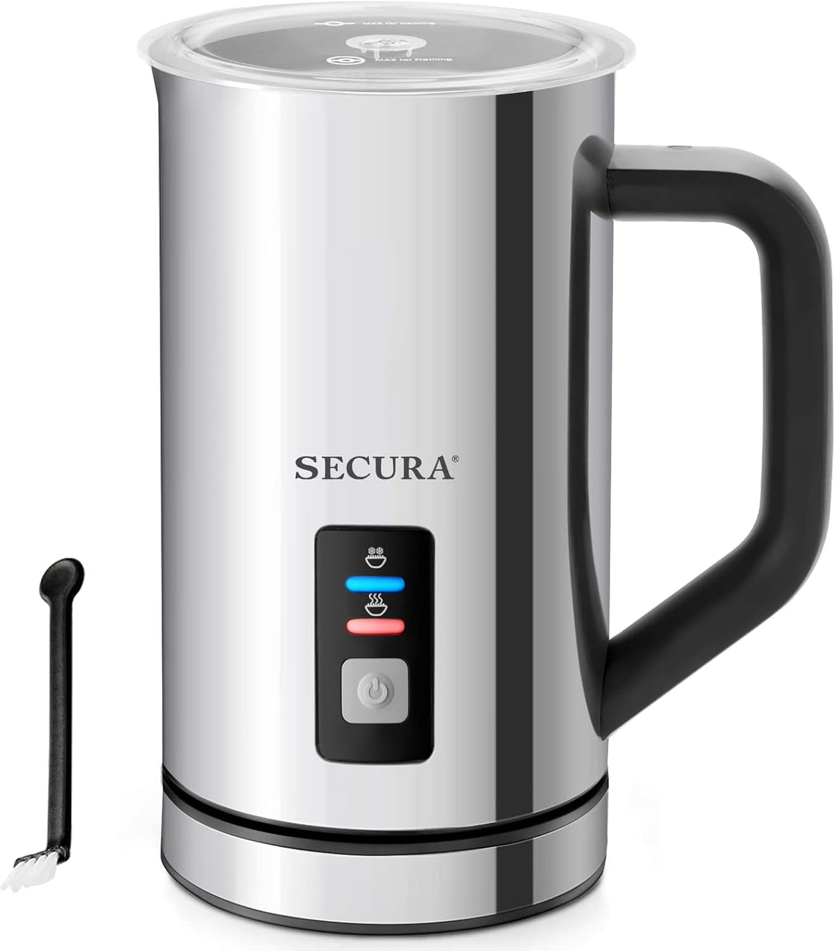 Vaporizador y calentado de leche eléctrico autmático, de Secura., Acero inoxidable