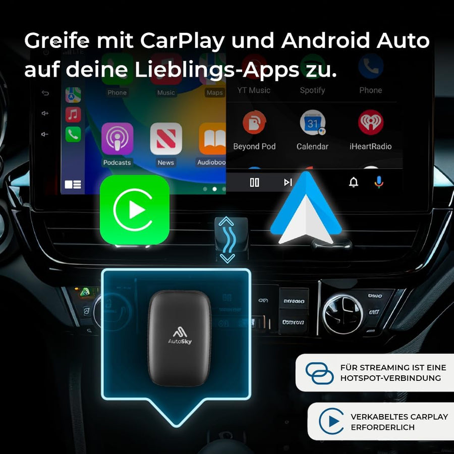 AutoSky AI Box Lite Adaptador inalámbrico para CarPlay y