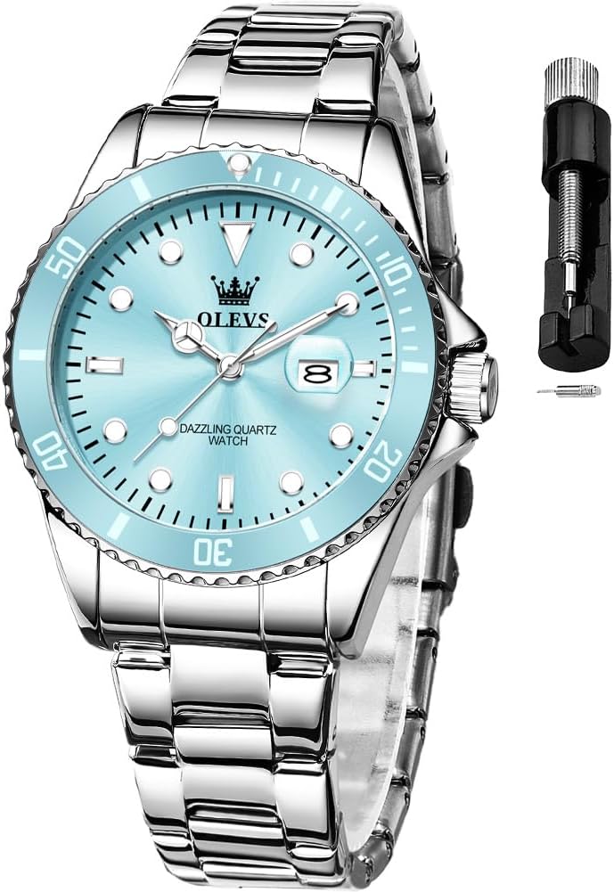 OLEVS Reloj Femenino Clásico de Mujer para Damas Análogo Acero Inoxidable Resistente al Agua Luminosa Día Fecha Dos Tonos de Fácil Lectura en la Muñeca
