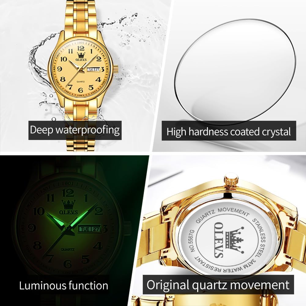 OLEVS Reloj de Lujo para Mujeres, Modo Pequeño de Muñeca, Acero Inoxidable, Reloj para Damas, Calendario