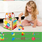 Cubo de actividad para bebé de madera 8 en 1 - Xilófono, clasificador de formas, ábaco | Juguetes de regalo de 1er cumpleaños para niños de 1 2 3 años | Juguete educativo montessori para niños