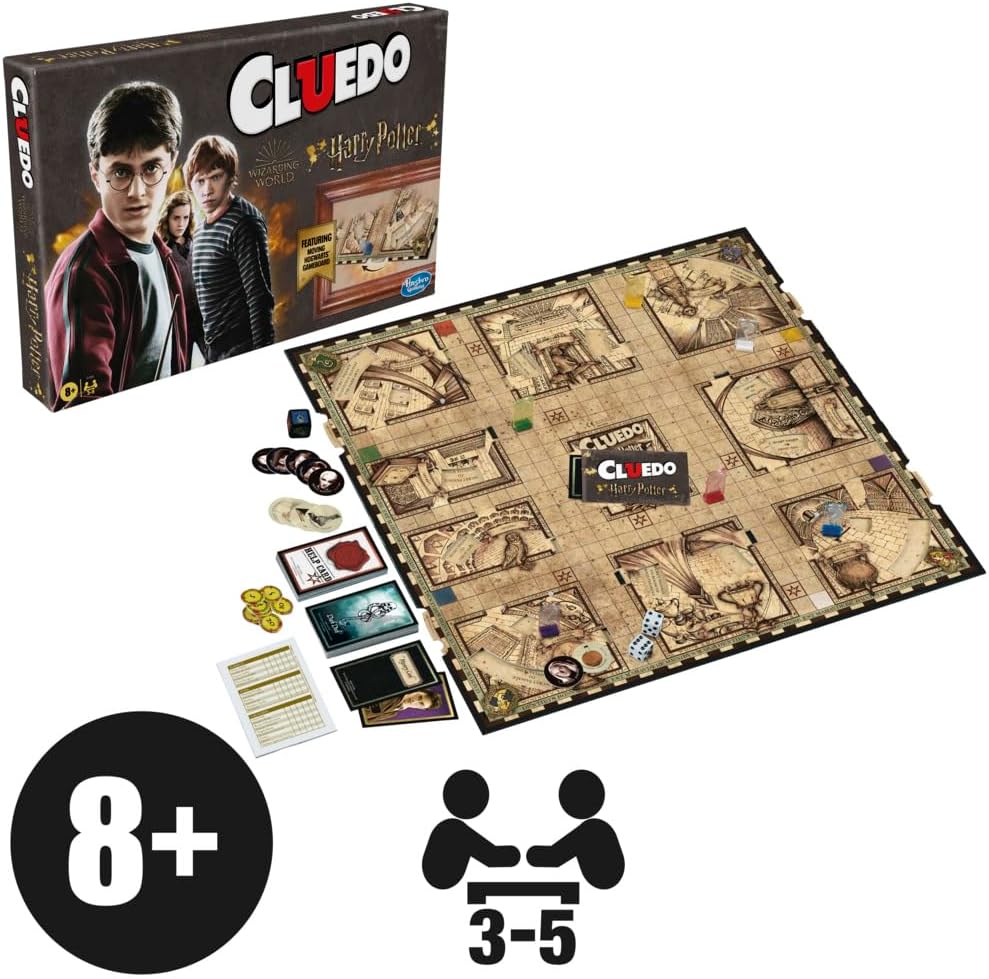 Hasbro Gaming Clue: Wizarding World Harry Potter Edition Juego de mesa | Juegos familiares para niños, adolescentes y adultos | Juegos misteriosos | Edades 8 en adelante | 3 a 5 jugadores