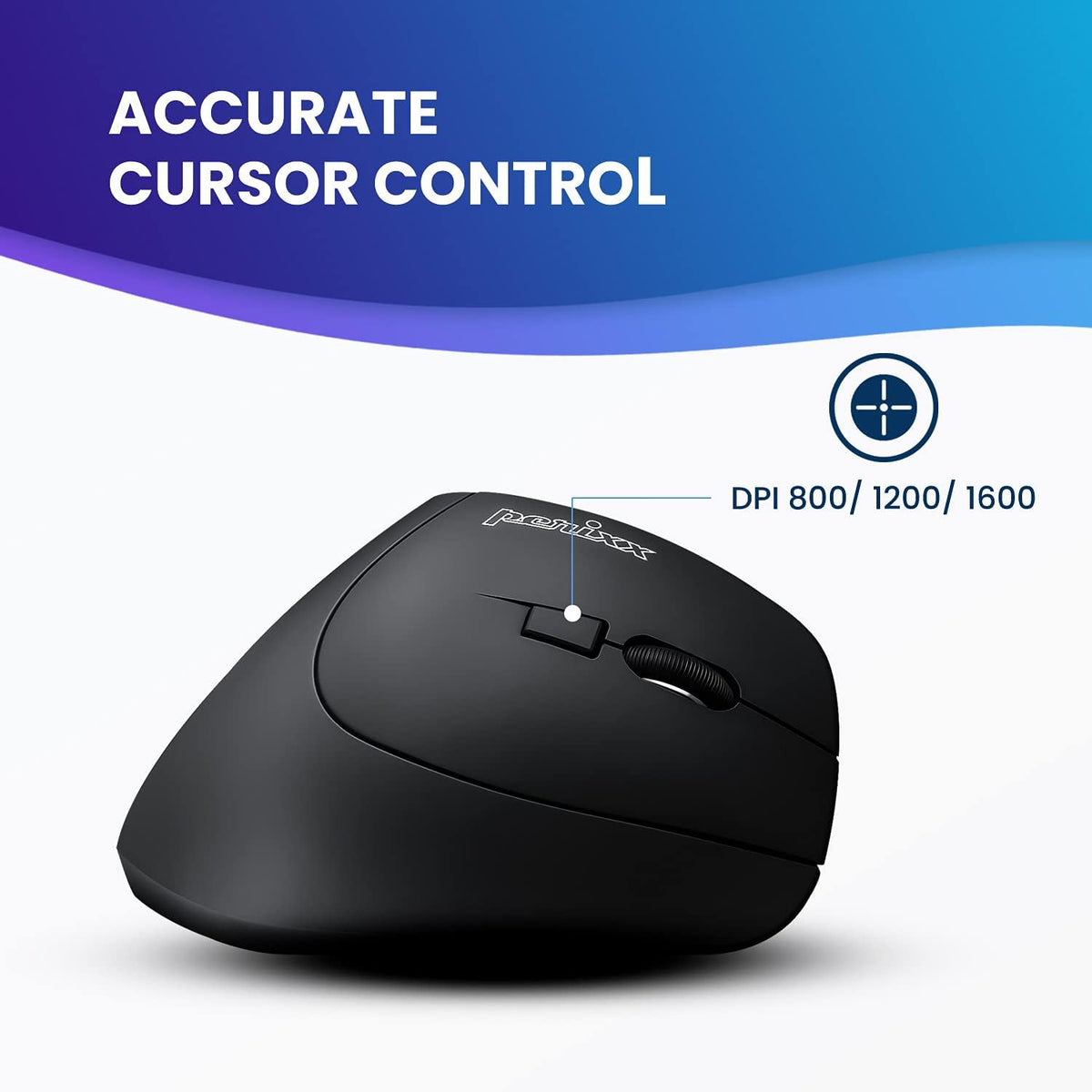 Perixx PERIMICE-715II Ratón vertical ergonómico inalámbrico - 2.4 G...