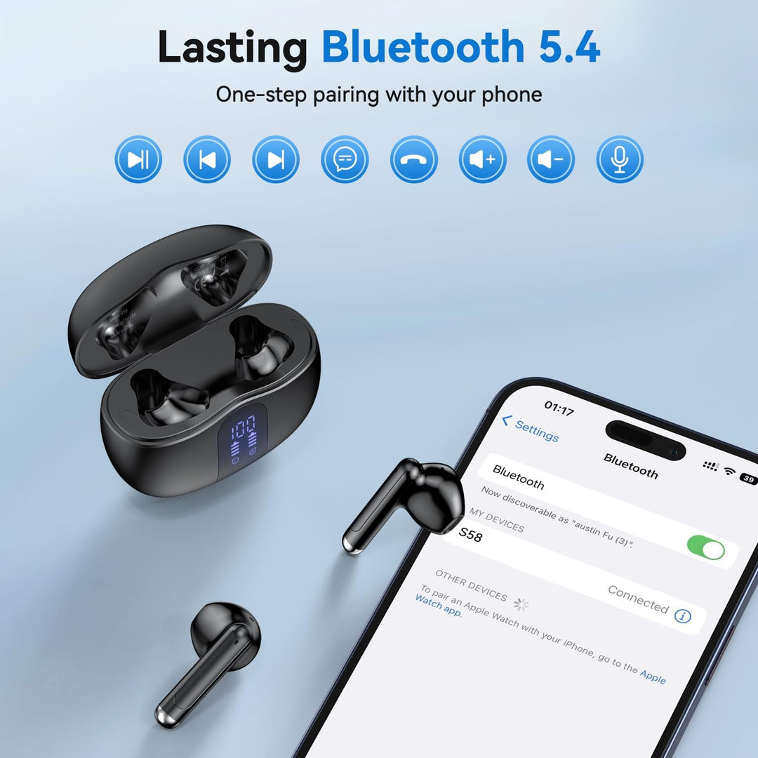 JYUESJKJ Auriculares inalámbricos, auriculares Bluetooth 5.4 estére...
