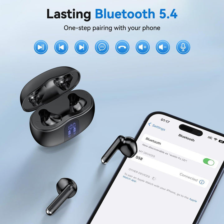JYUESJKJ Auriculares inalámbricos, auriculares Bluetooth 5.4 estére...