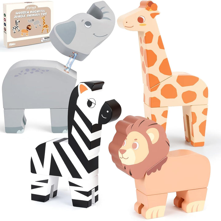 Joyreal Juego de juguetes magnéticos de animales de la selva, 16 pi...