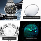 OLEVS Relojes para Hombres de Negocios de Acero Inoxidable, a Prueba de Agua, Estilo Casual Formal