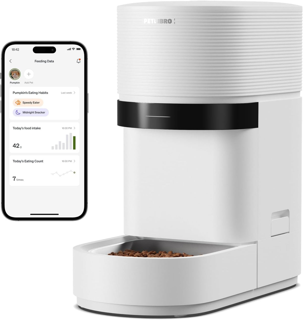 PETLIBRO Comedero automático para gatos con escala inteligente, dispensador automático de alimentos para perros con WiFi 5G con modo de alimentación doble, comedero para mascotas de 5 litros con