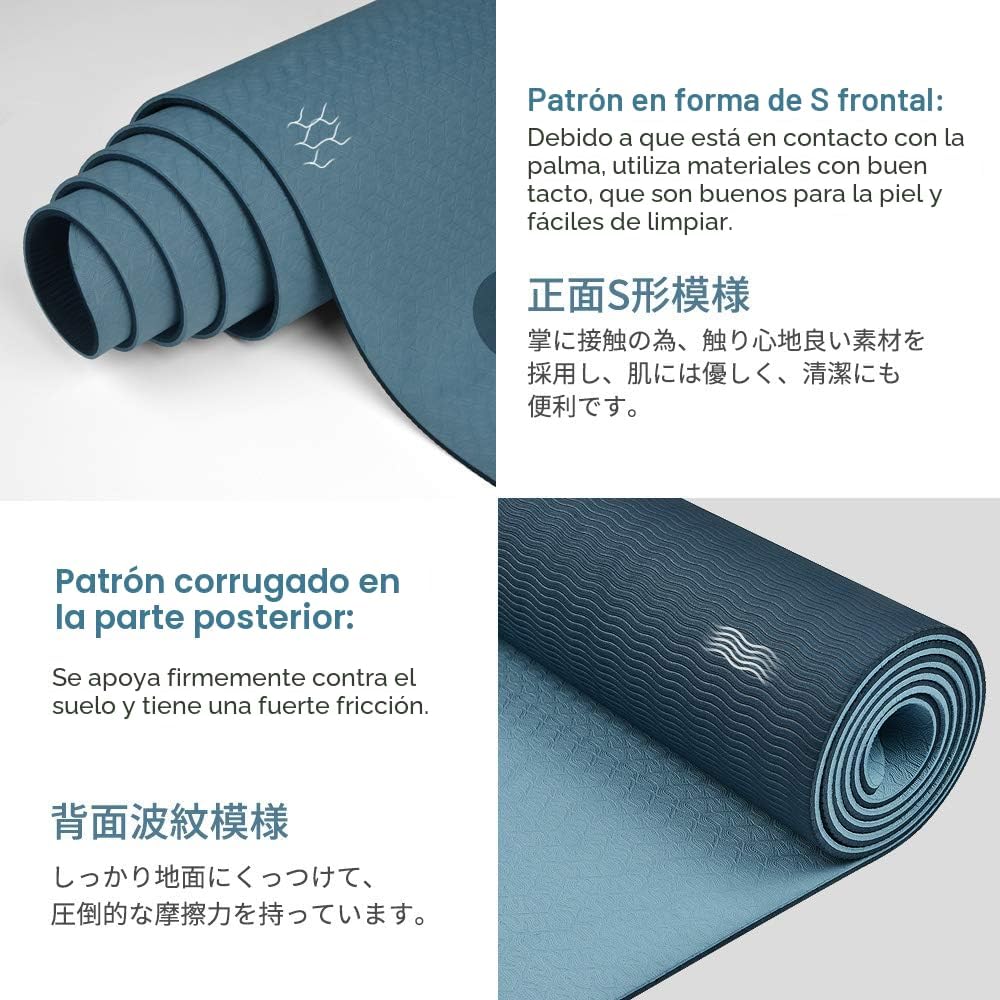 Tapete de yoga antideslizante, ecológico, con funda de transporte, tapete de yoga profesional para mujeres, tapete de entrenamiento para el hogar, pilates y ejercicios de piso