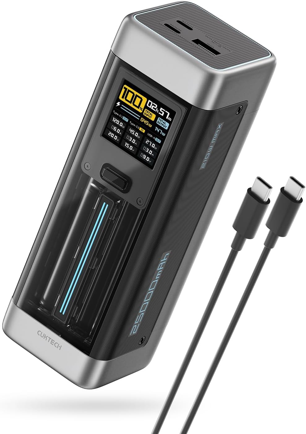 CUKTECH NO.20 Cargador portátil de 140W, banco de energía de 25,000...