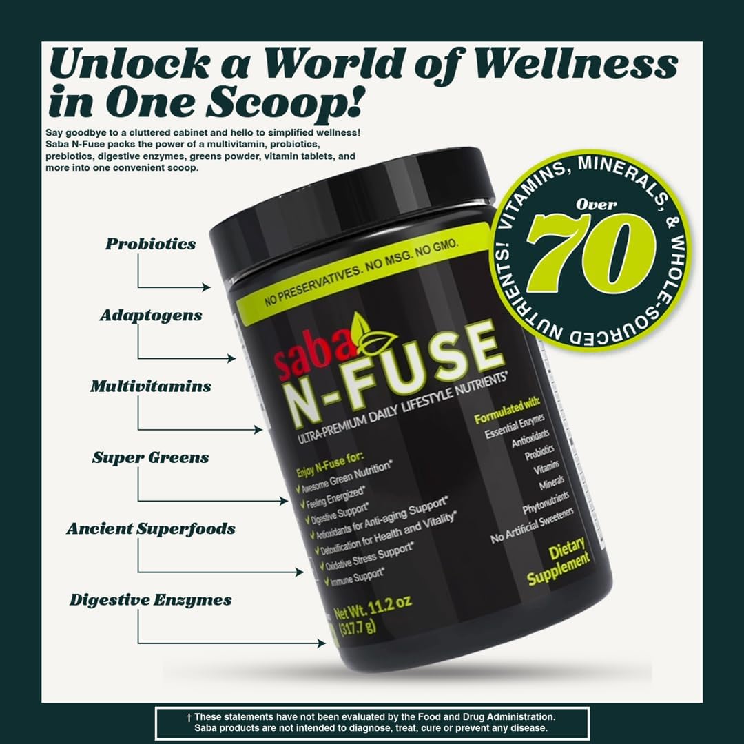Saba N-Fuse™ Super Greens Powder - Más de 50 superalimentos, probió...