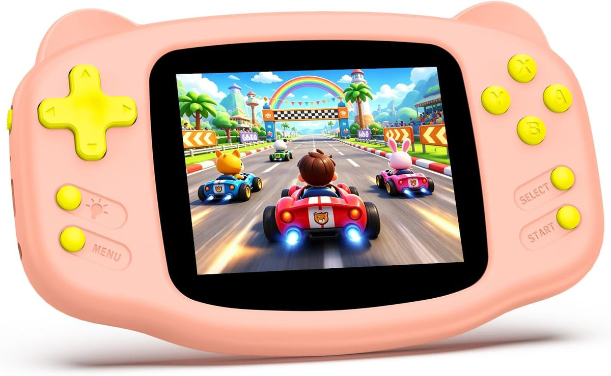 Juego de mano para niños, 300 juegos retro integrados, consola de videojuegos portátil de 16 bits con batería recargable, pantalla HD de 3.2 pulgadas, consola de juegos retro, juguete de viaje para