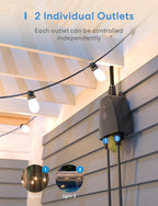 meross Enchufe inteligente para exteriores compatible con Apple HomeKit, Siri, Alexa, Google Assistant y SmartThings, toma impermeable para exteriores, control remoto y de voz, temporizador