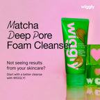 WIGGLY - Paquete de limpieza doble Matcha, aceite limpiador coreano para el cuidado de la piel, 6.42 onzas líquidas, limpiador de espuma de 4.06 onzas líquidas y cepillo de limpieza