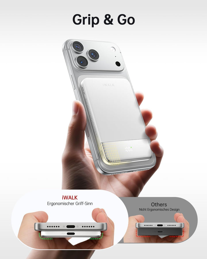 iWALK Cargador Portátil Magnético 5000mAh, Blanco