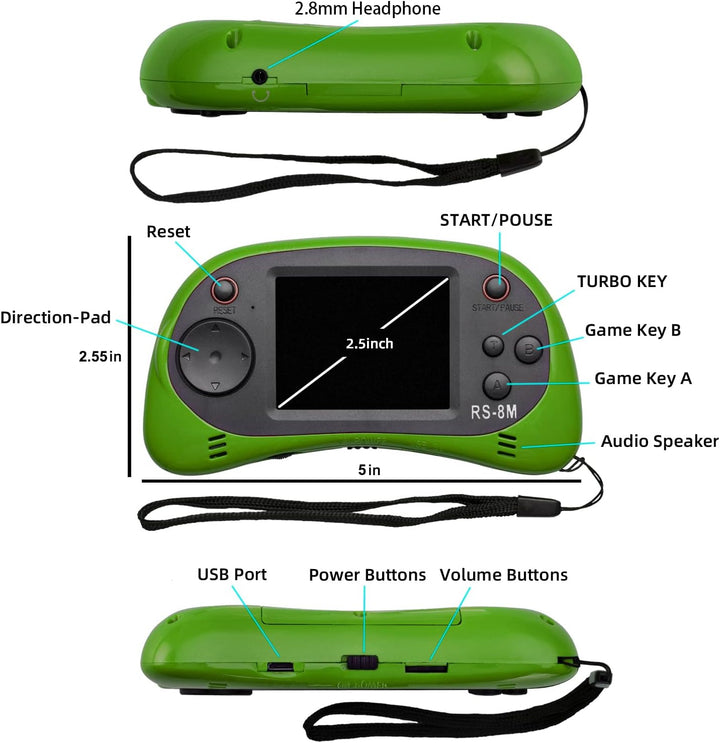 EASEGMER Juegos de mano para niños de 16 bits integrados de 220 HD,...