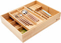 Organizador de cajones de cocina de bambú, 6 compartimentos anchos